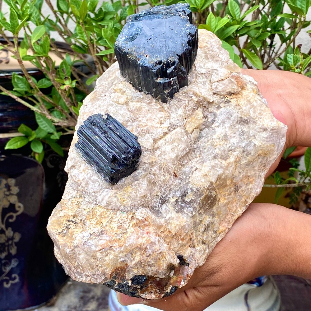 4.78LB Natural black tourmaline quartz crystal mineral specimen healing
