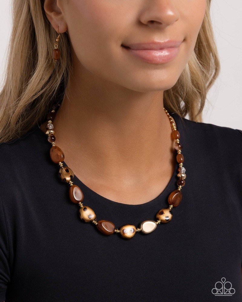 New Paparazzi Jewelry-Spotted Safari Necklace-Brown