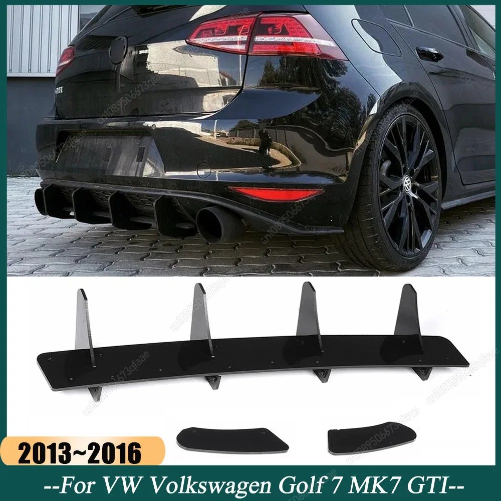 4-Fin Rear Diffuser Lip for VW Golf 7 MK7 GTI (2013-2016) ABS Gloss Black