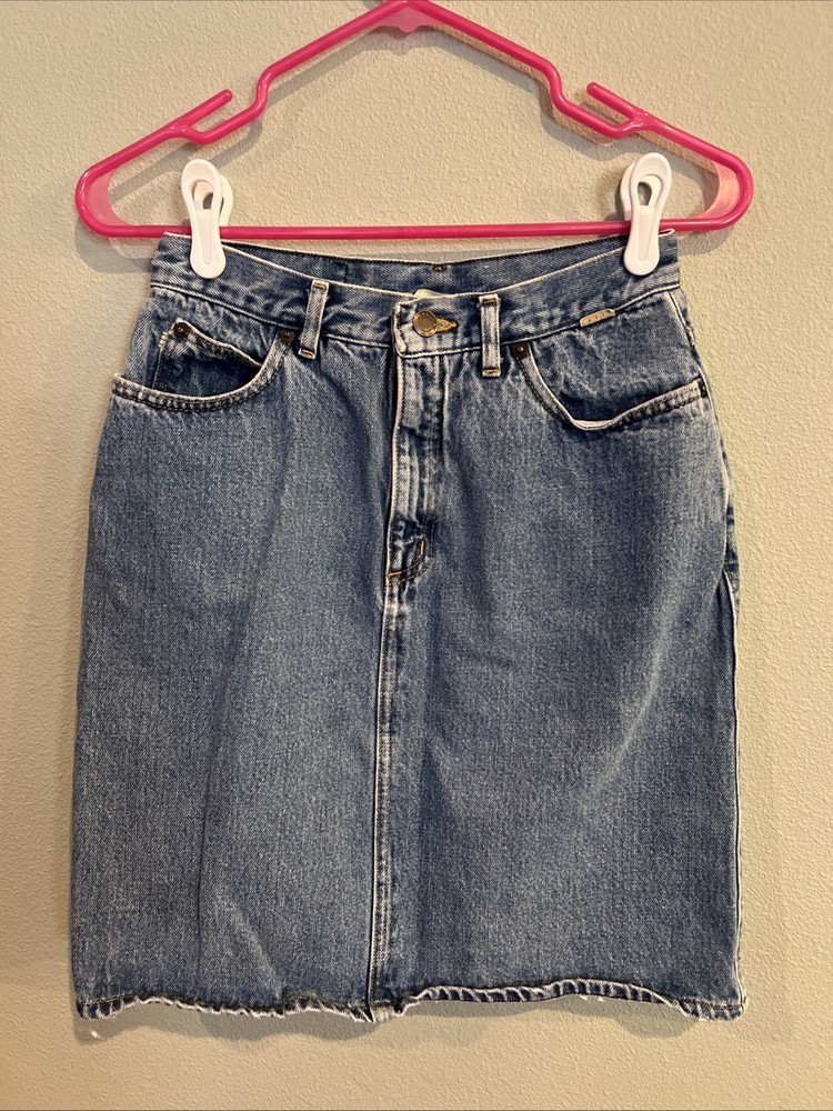 Vintage Denim Slit ESPRIT Skirt • Size 9/27 • Made in USA 100% cotton