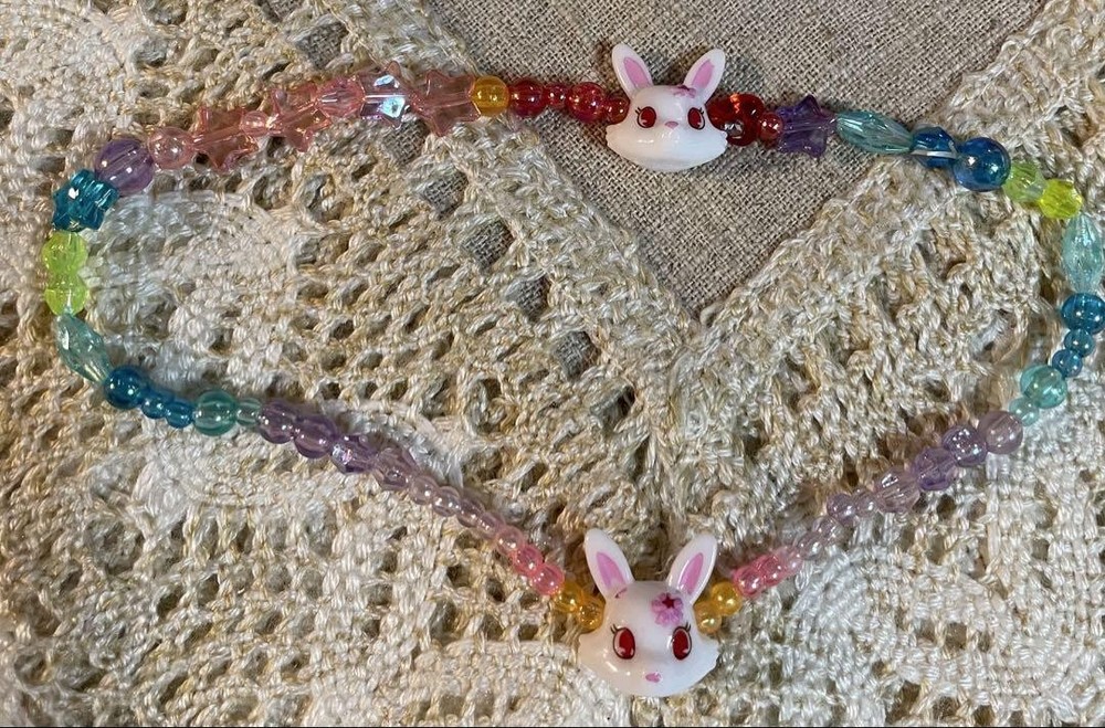 Jewelpet Ruby Beads Colorful Rabbit Necklace Heisei Retro Kawaii Fashion