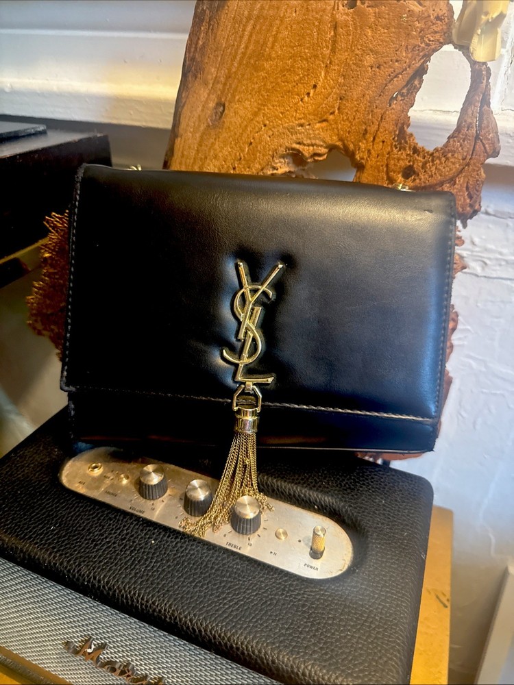 Yves Saint Laurent Gold Tassel Leather Crossbody Flap Bag