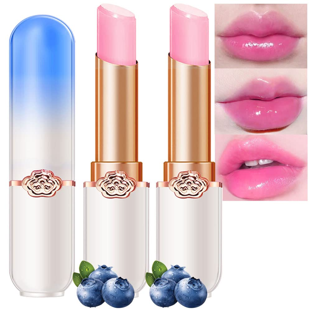 2Pcs Blueberry Tinted Lip Balm with PH Color Change & Moisturizing Stain