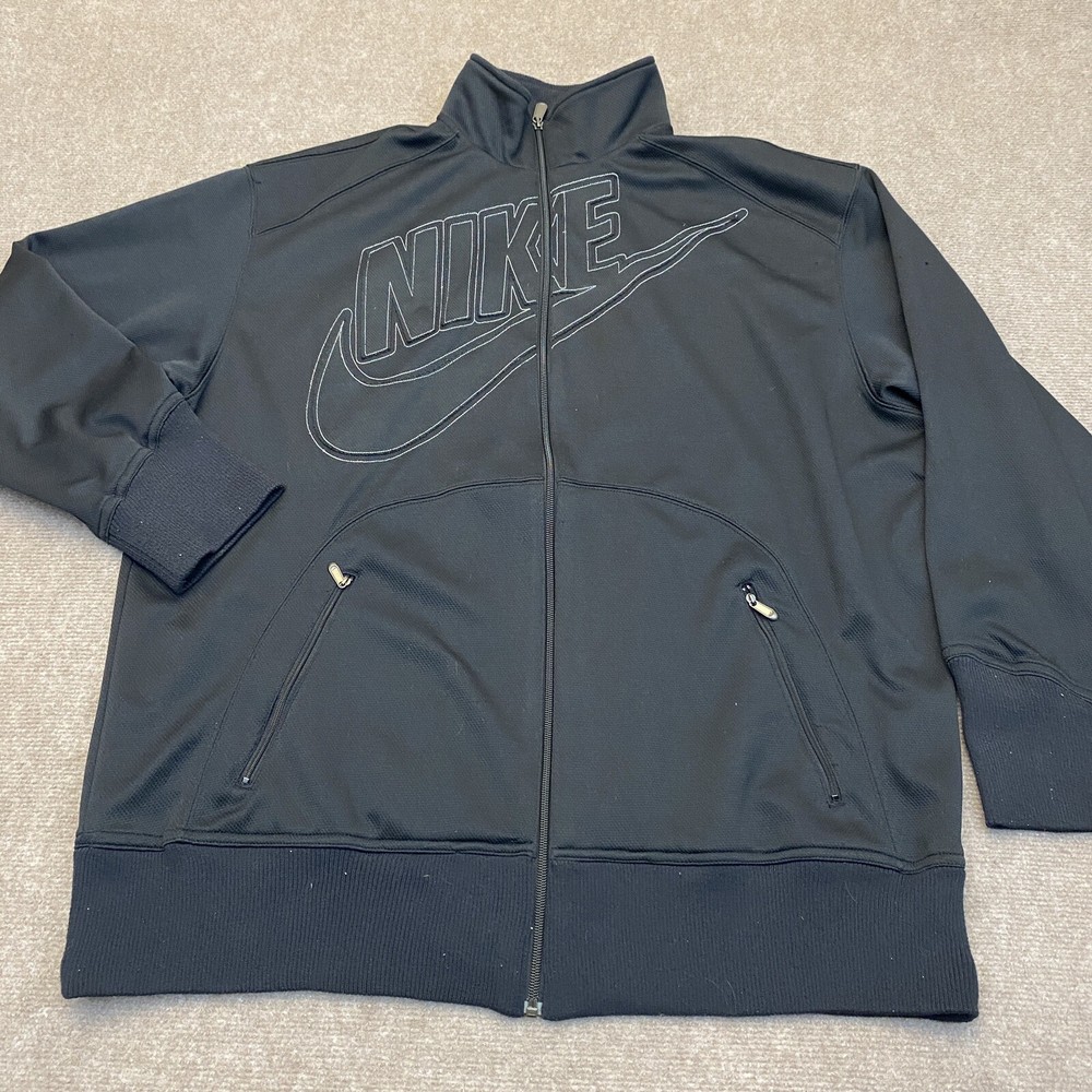 Nike Jacket Men Large Vintage Silver Tag Big Embroidered Logo Full Zip Track Y2K