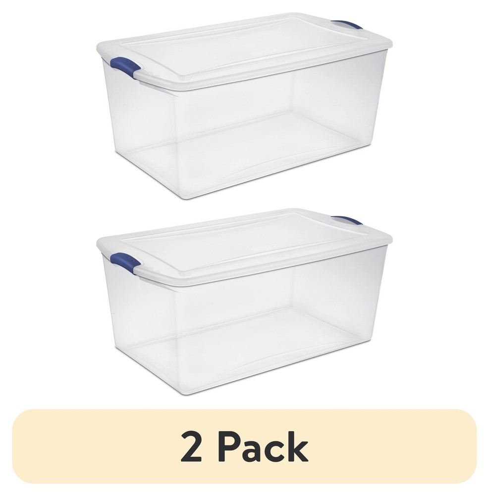 2-Pack Sterilite 105 Quart Clear Latch Storage Bins for Organizing
