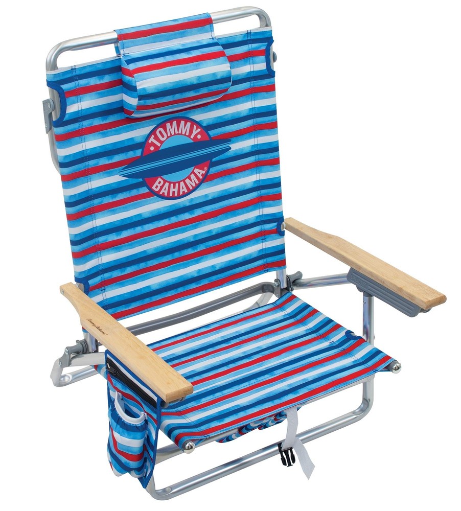 Tommy Bahama Classic Lay Flat Beach Chair with Folding Design