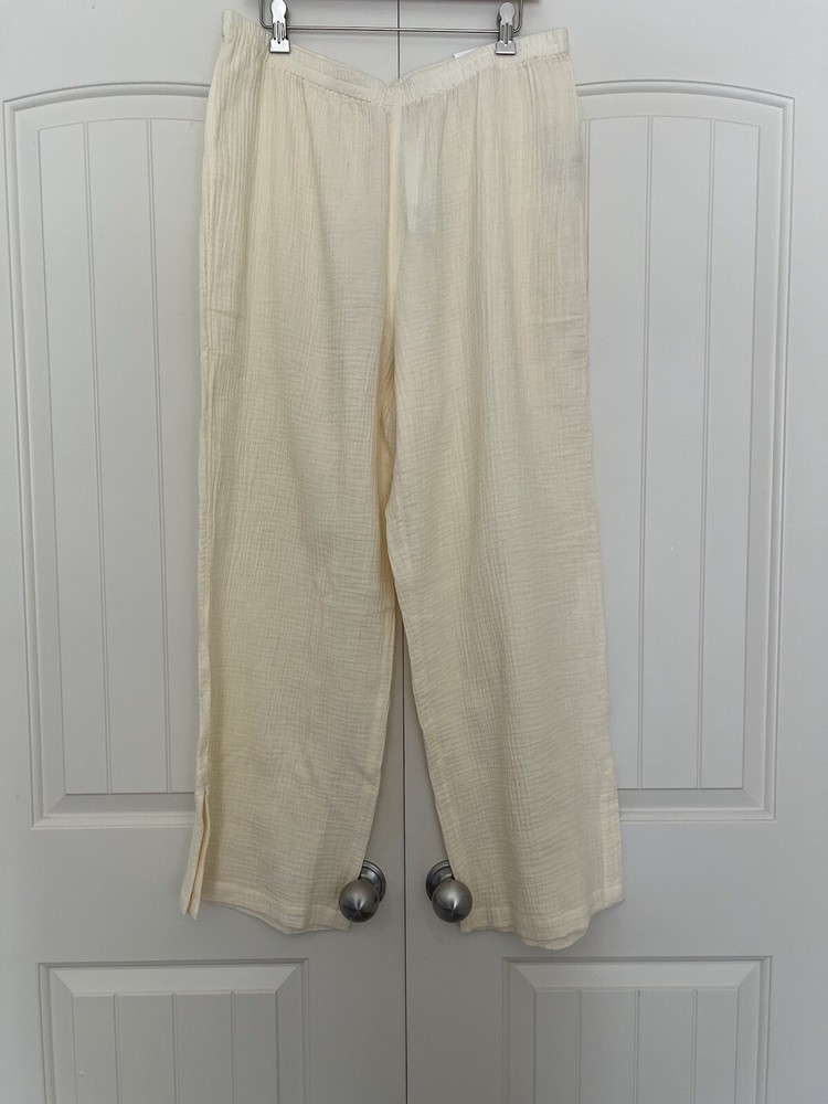 Soft Surroundings Key Biscayne Gauze Pants Wide Leg full length Size XL(18)