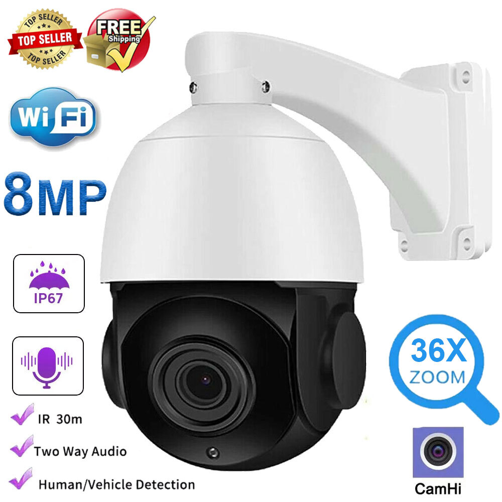 Camhi 36x Zoom 4K 8MP WiFi PoE Humanoid Tracking SD Card MIC PTZ Speed IP Camera