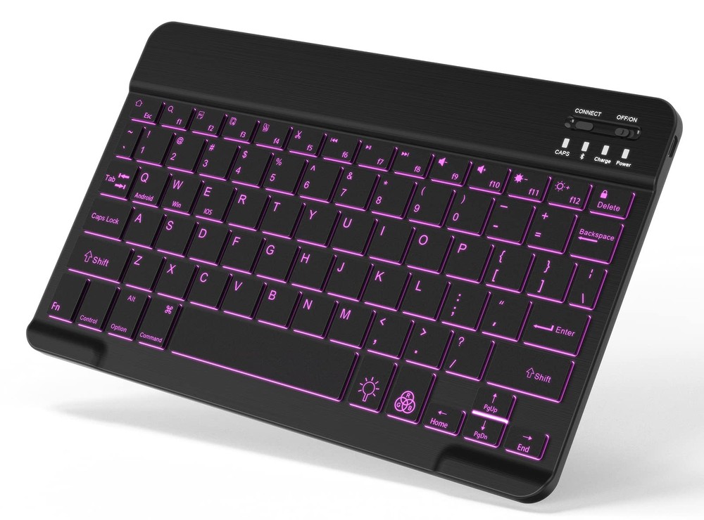 Slim Backlit Bluetooth Keyboard Rechargeable Wireless Portable Illuminated