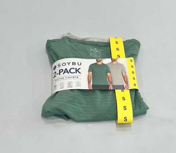 Soybu Men's 2-pack 4-Way Stretch Moisture Wicking Active Tee, Green/Gray, Size S