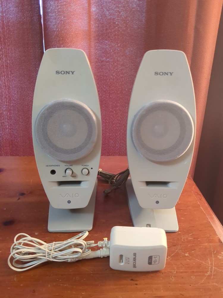 Sony Vaio Computer Desktop Wired Left & Right Speakers PCVA-SP4 With A/C Adapter