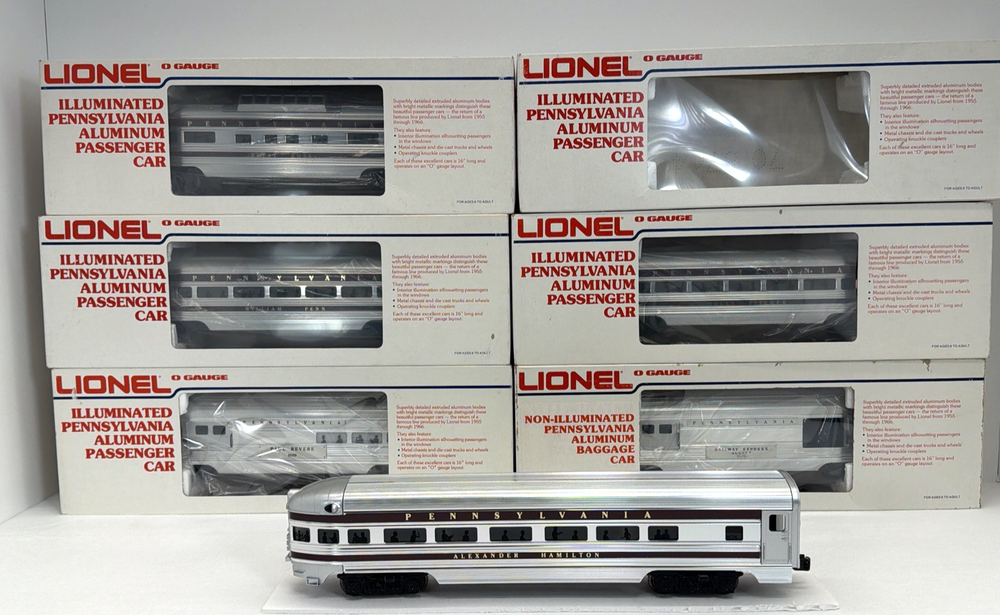 Lionel Pennsylvania 15” Aluminum 6-Car Passenger Set O Gauge New 6-9569 - 9574