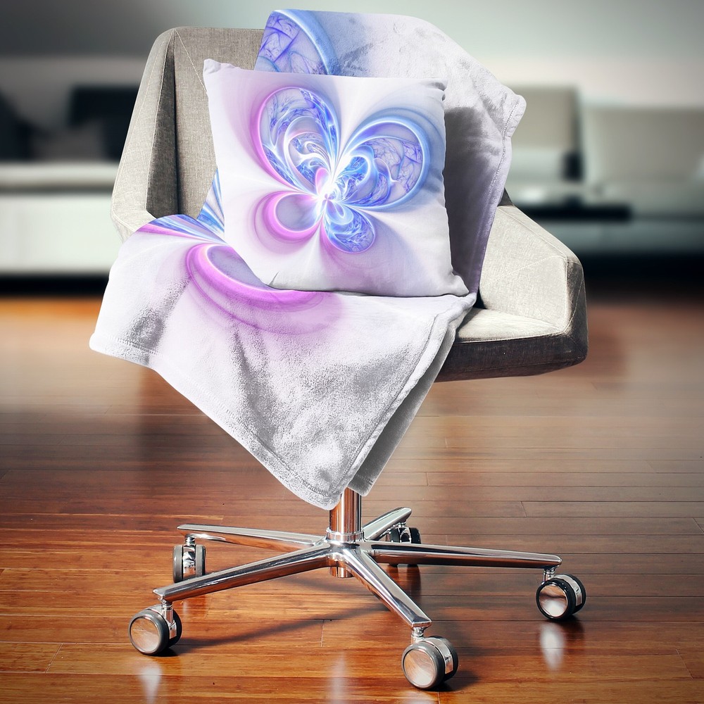 Shiny Purple Blue Digital Fractal Floral Art by Designart