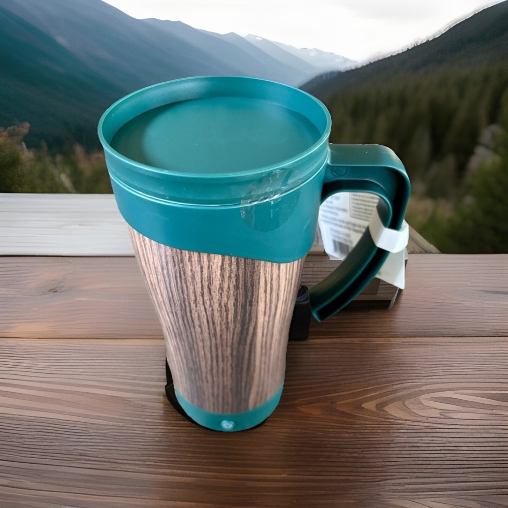 VIVITAR 13.5oz Self-Stirring Travel Mug in Wood Grain Design M55