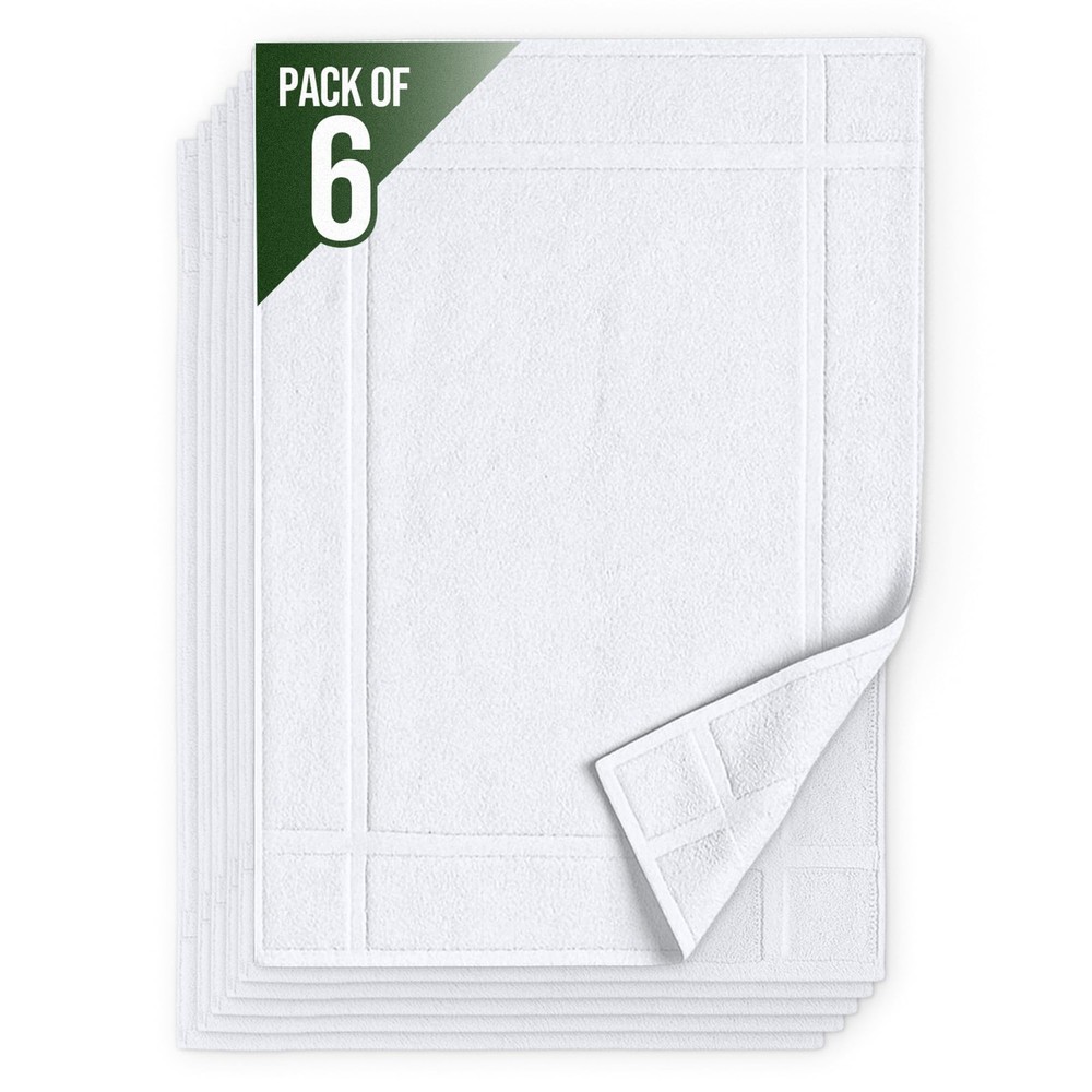 Pack of 6 100% Cotton Bath Mat 20X30 inches, Soft & Absorbent Quick Dry Bathr...