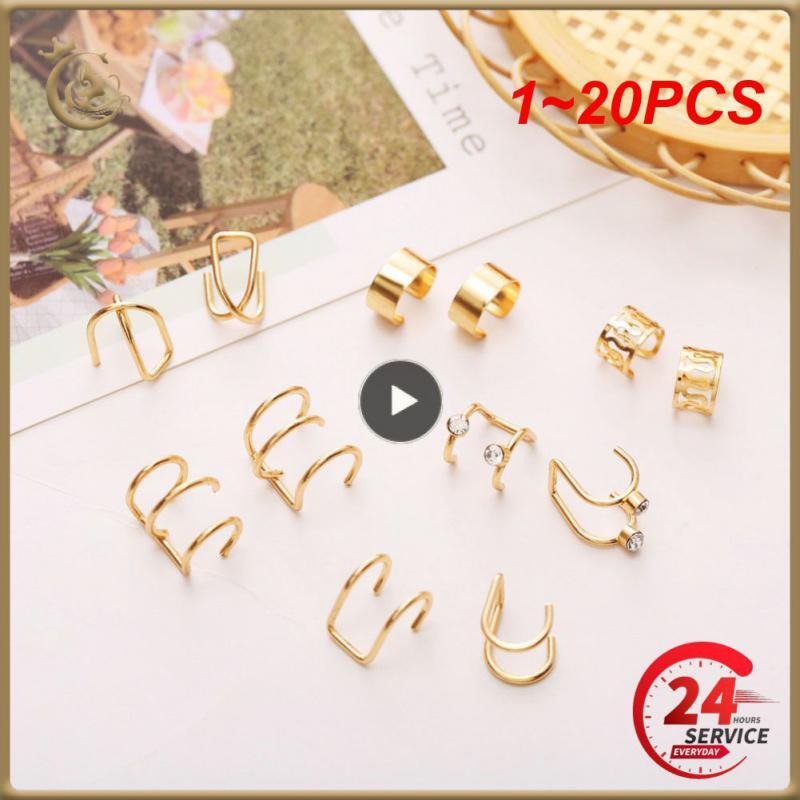 1~20PCS Fashion Simple Smooth Ear Cuffs Clip Earrings for Women No Piercing Fake