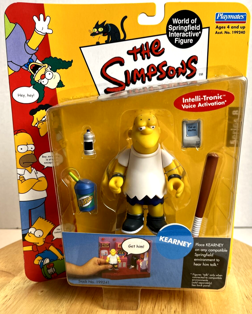 The Simpsons KEARNEY Interactive Action Figure Vtg 2002 NIB Basebal Bat Squishee