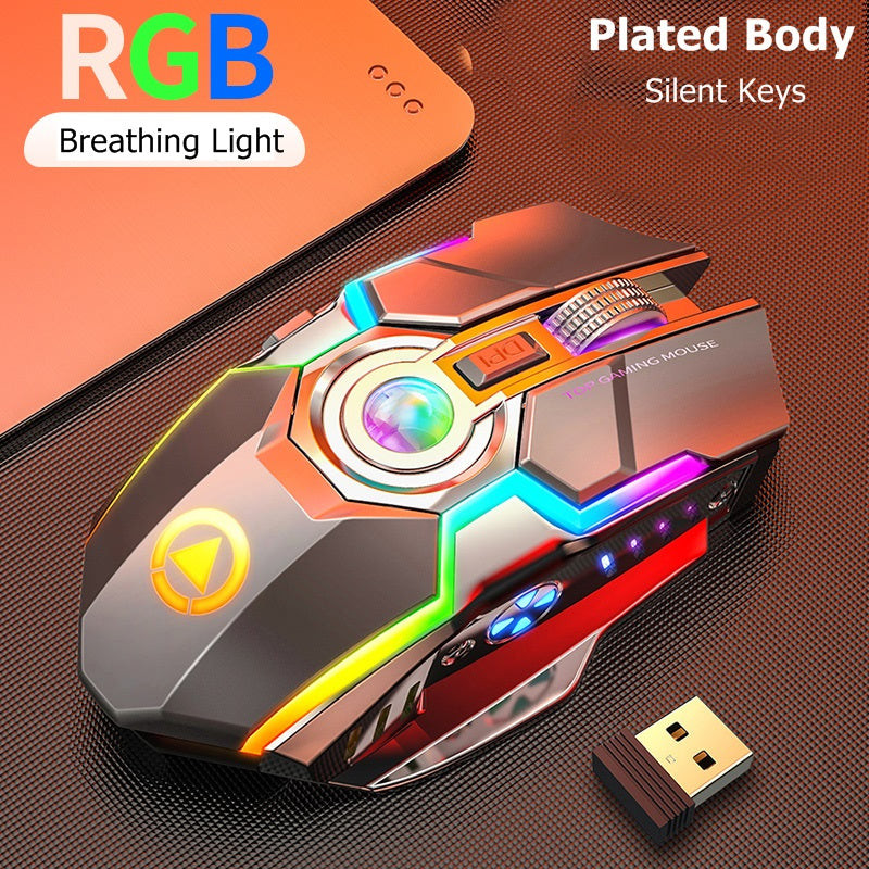 RGB Wireless Gaming Mouse – Rechargeable, Mute Buttons, Custom Colors
