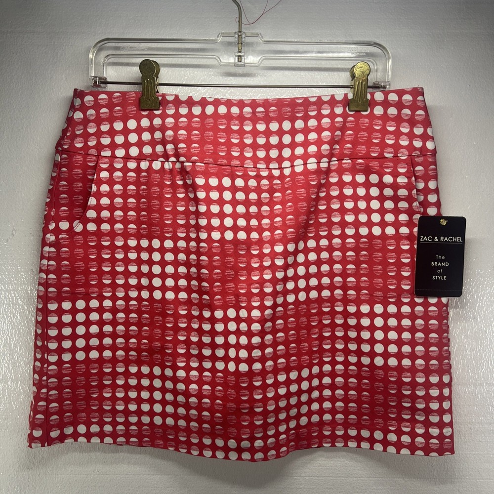 NWT Zac Rachel Womens Coral White Pink Tennis Skort with Pockets $50 Retail