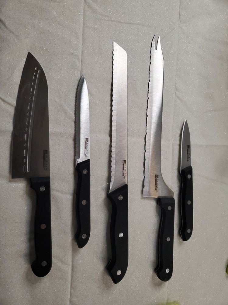 RONCO Six Star Knives Set of 5 Including Cheese Steak Bread Saw and Paring Blades