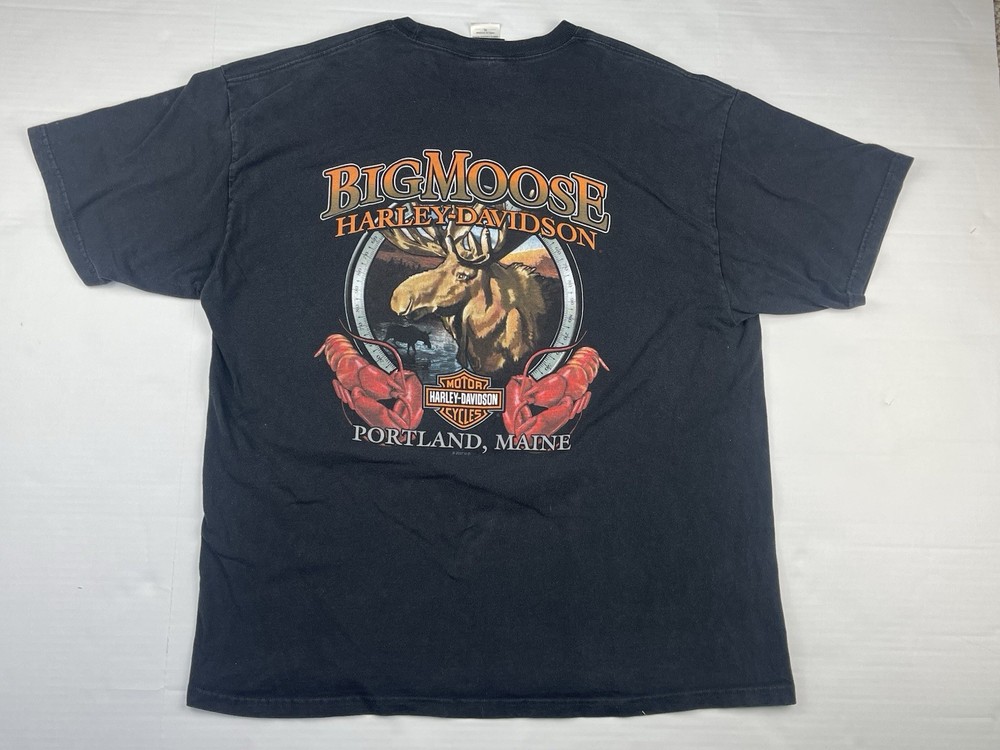 Harley-Davidson Men’s XL Black Portland Maine Big Moose/2 Lobster T-Shirt