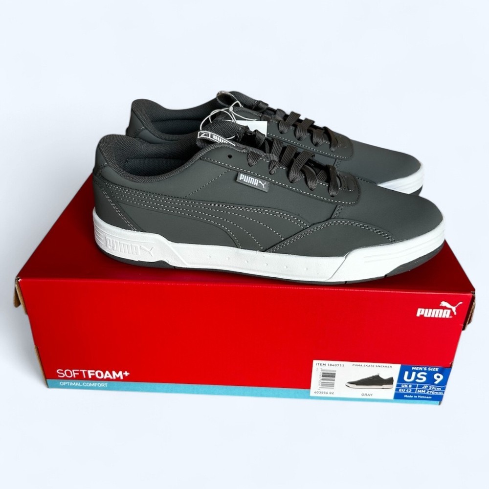 PUMA Men's Skate Sneaker SoftFoam Lace Up Shoes Gray Size 9