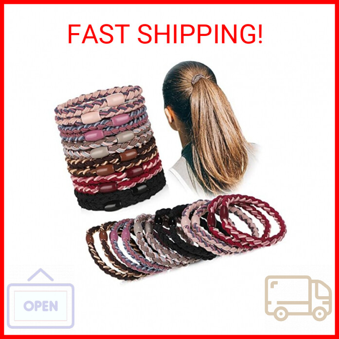 Chuangdi 12-Pack Braided Cotton Elastic Hair Ties for Women and Girls