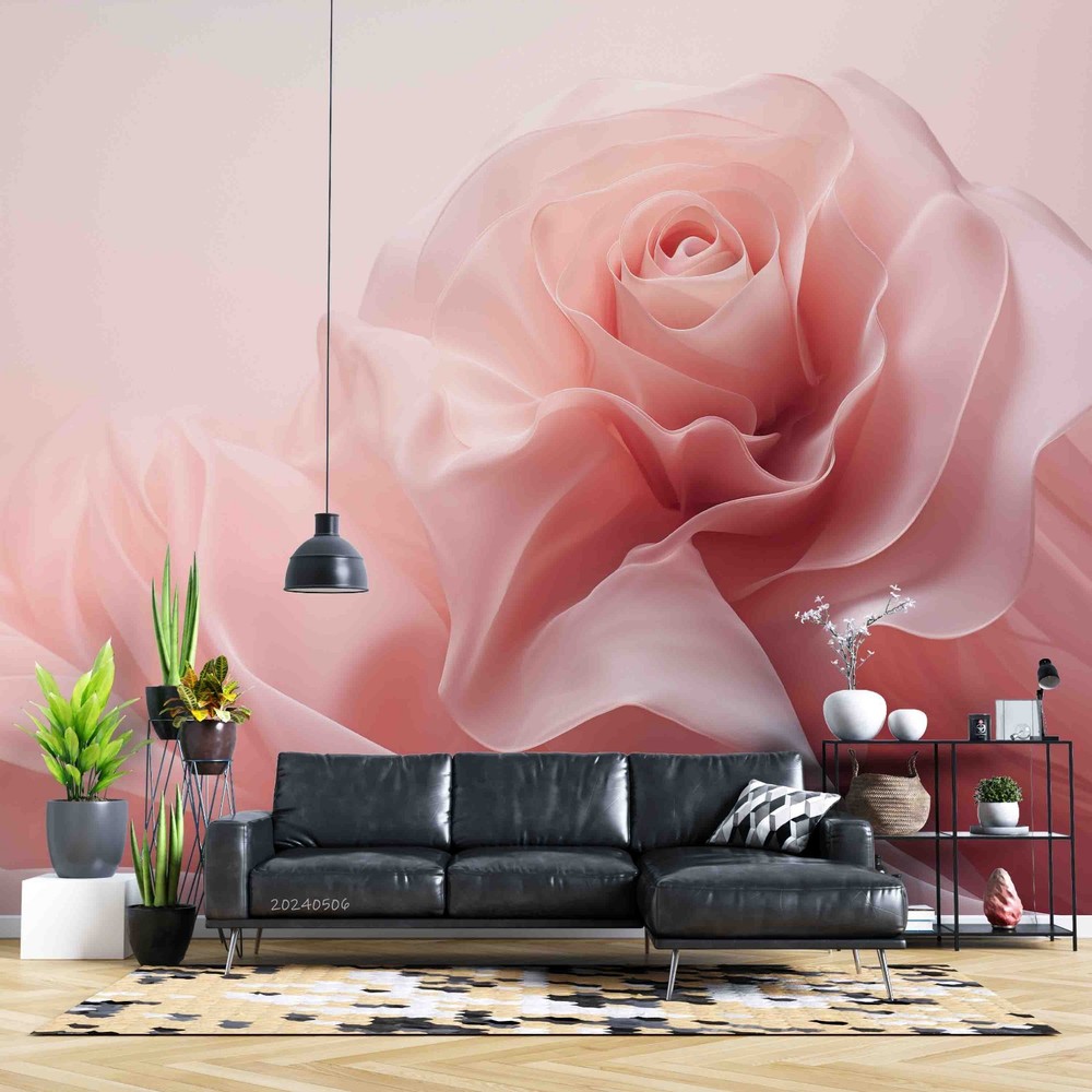 3D Pink Rose Plant Close-up Wall Murals Wallpaper Murals Wall Sticker 2