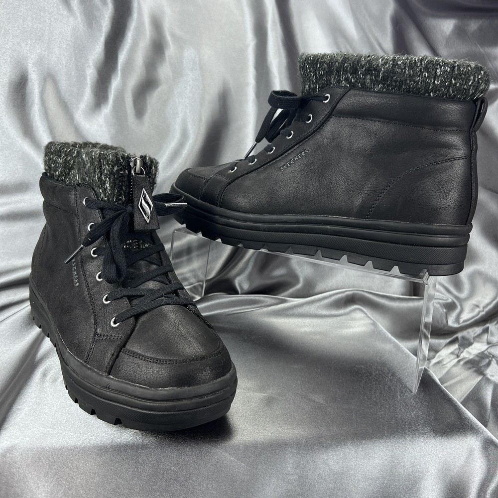 Skechers Women's 11 Boots Street Cleats Chill Days Chunky Black #167278 Winter