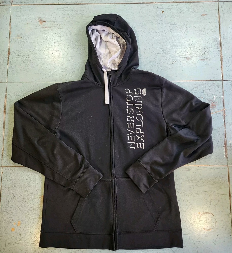 The North Face Jacket Adult L Black Long Sleeve Full Zip Hooded Mens *Minor Flaw