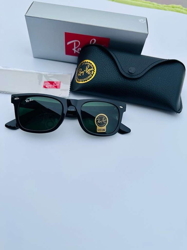 Ray-Ban Sunglasses RB2140 Original Wayfarer Classic Black Frame & Green Lenses.