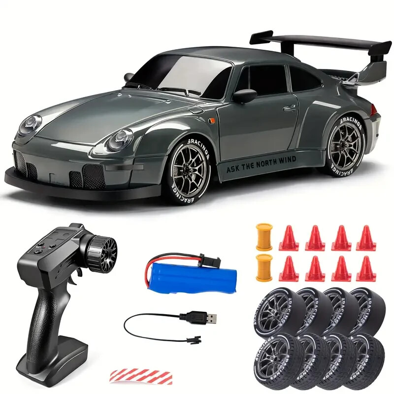 1:24 RC Drift Car 1.4GHz 4WD - 2 Sets Of Tires Rechargeable
