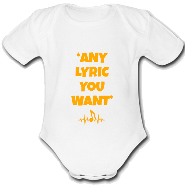 The @ Sound babygrow Baby vest grow music gift custom LYRIC ORANGE