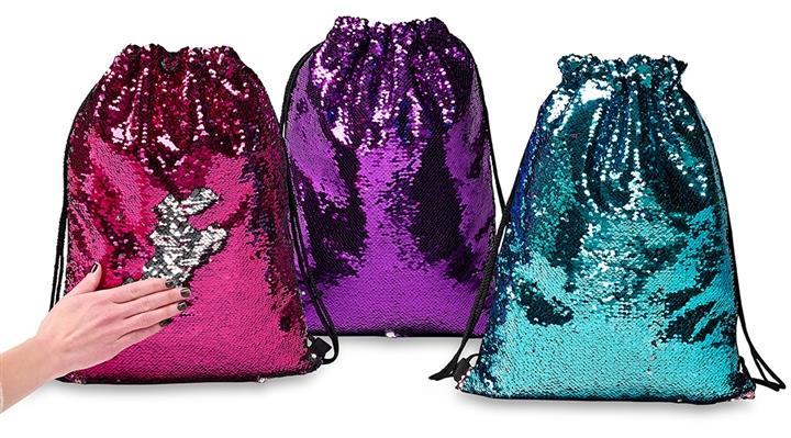 Glitter Sequin Sling Backpack Reversible Colors School Bag VIDEO-image