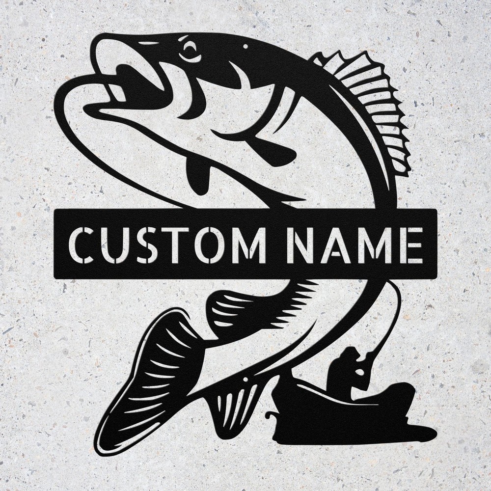 Personalized Fisherman Metal Wall Art Custom Lake House Sign Custom Fish Art