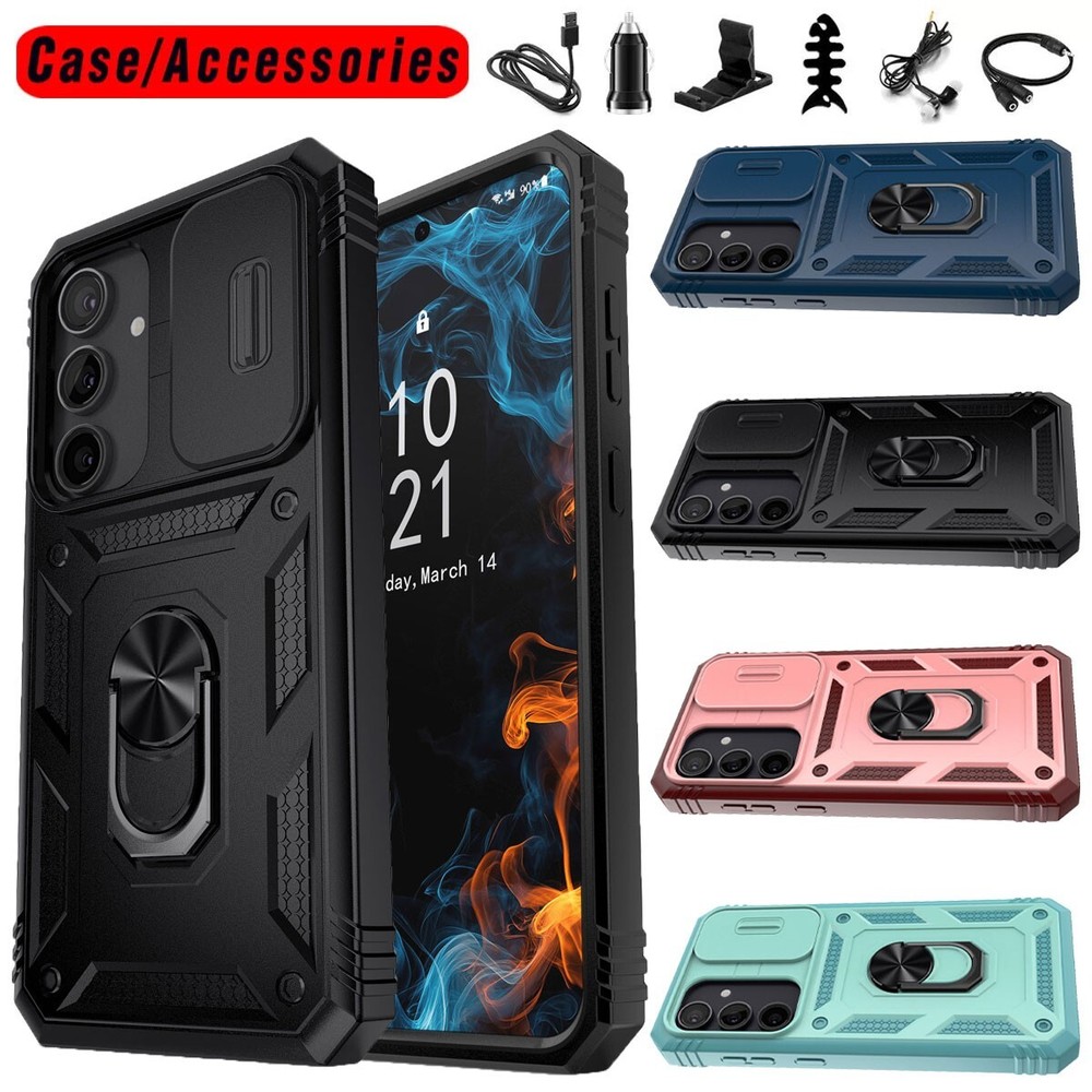 For Samsung Galaxy S24 FE 5G Stand Case Camera Lens Slide Cover / Accessories