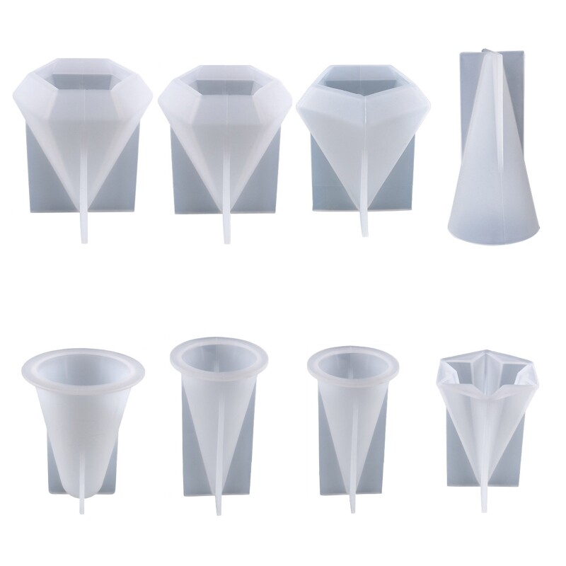 Hexagonal Cone Epoxy Resin Mold 8 Styles DIY Soap Baking Pendant Craft