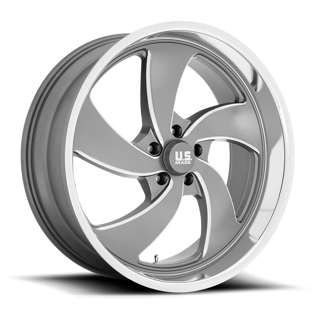 20x8 +1 US Mag 1PC U133 Desperado 5x5.0 Anthracite Diamond Lip Wheels (Set of 4)