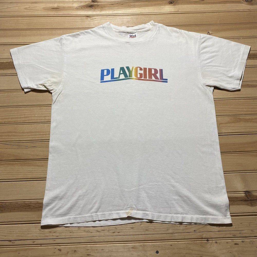 Vintage 90s Playgirl Mens Womens Erotic Adult Magazine Promo Shirt Size XL