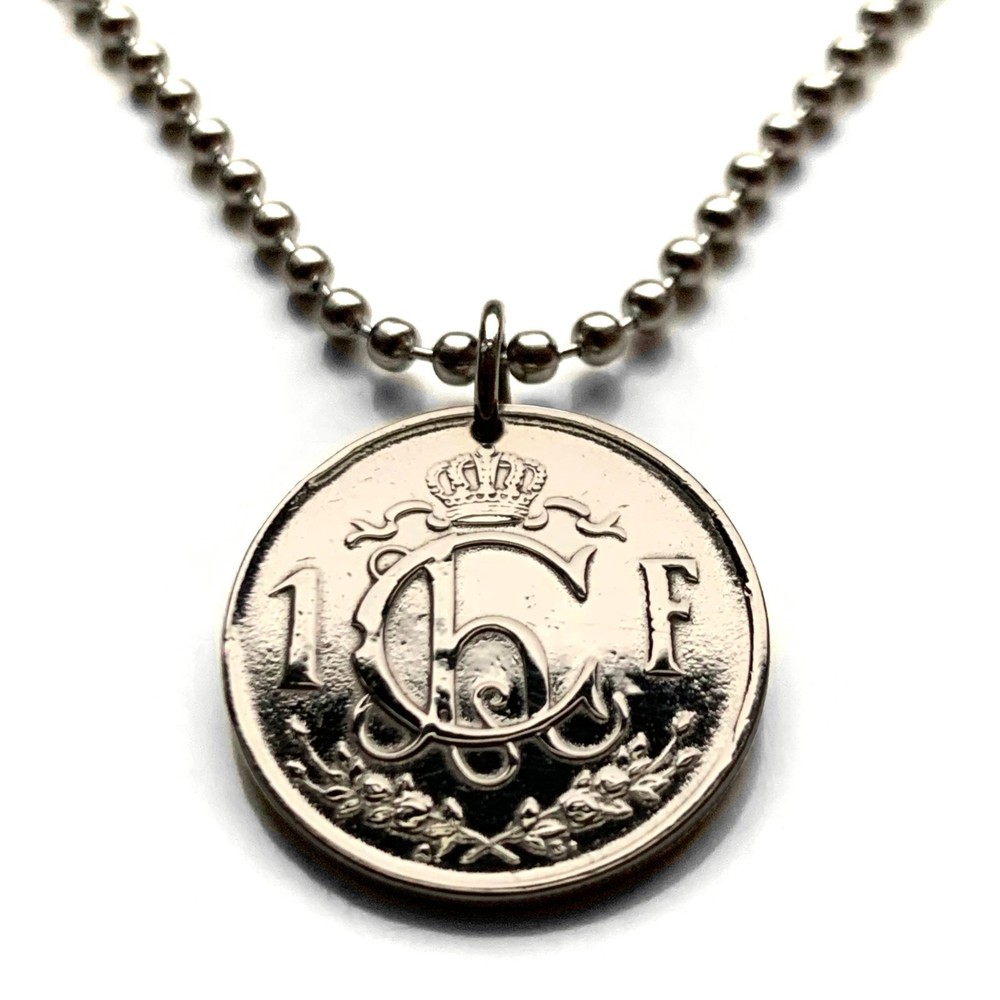 1952 Luxembourg Franc coin pendant with Ch Letzeburg crown from Differdange