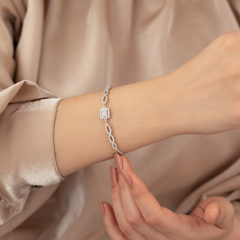 5 Ct Round Cut Simulated Diamond ChainTennis Bracelet 925 White Sterling Silver