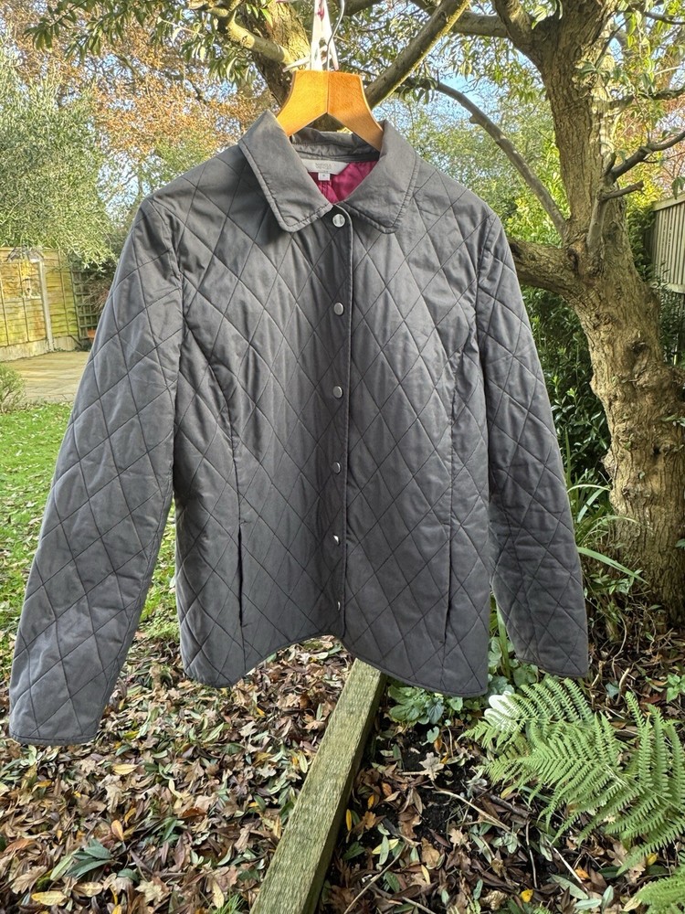 Woman MARKS & SPENCER UK 16 EU 44 Jacket Light Coat Black Snaps Collared Pockets