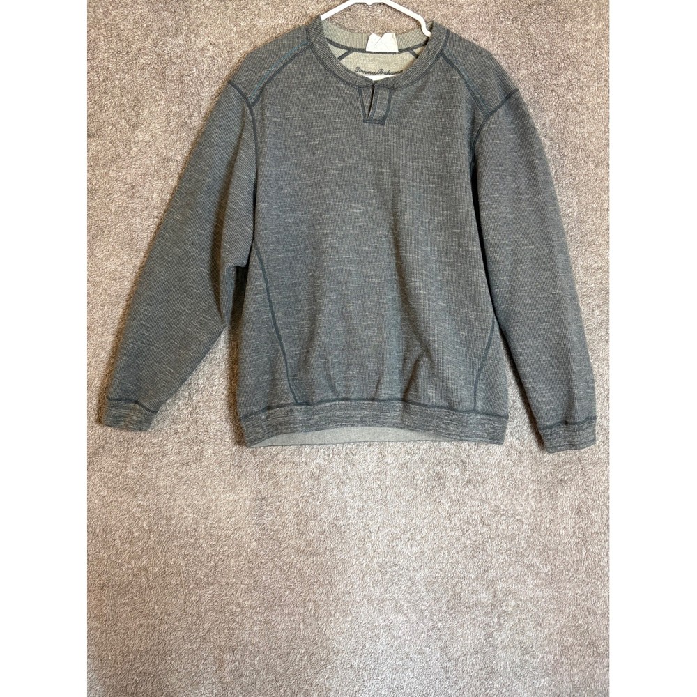 Tommy Bahama Men's Gray Textured Henley Sweatshirt Long Sleeve Pullover