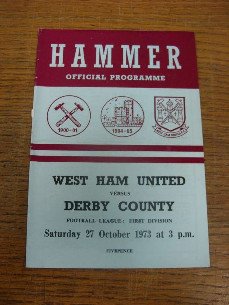 27/10/1973 West Ham United v Derby County  (team changes)