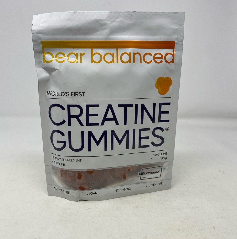 Bear Balanced Creatine Gummies - Peach Mango, 90 Count 1 lb - Sugar-Free Vegan