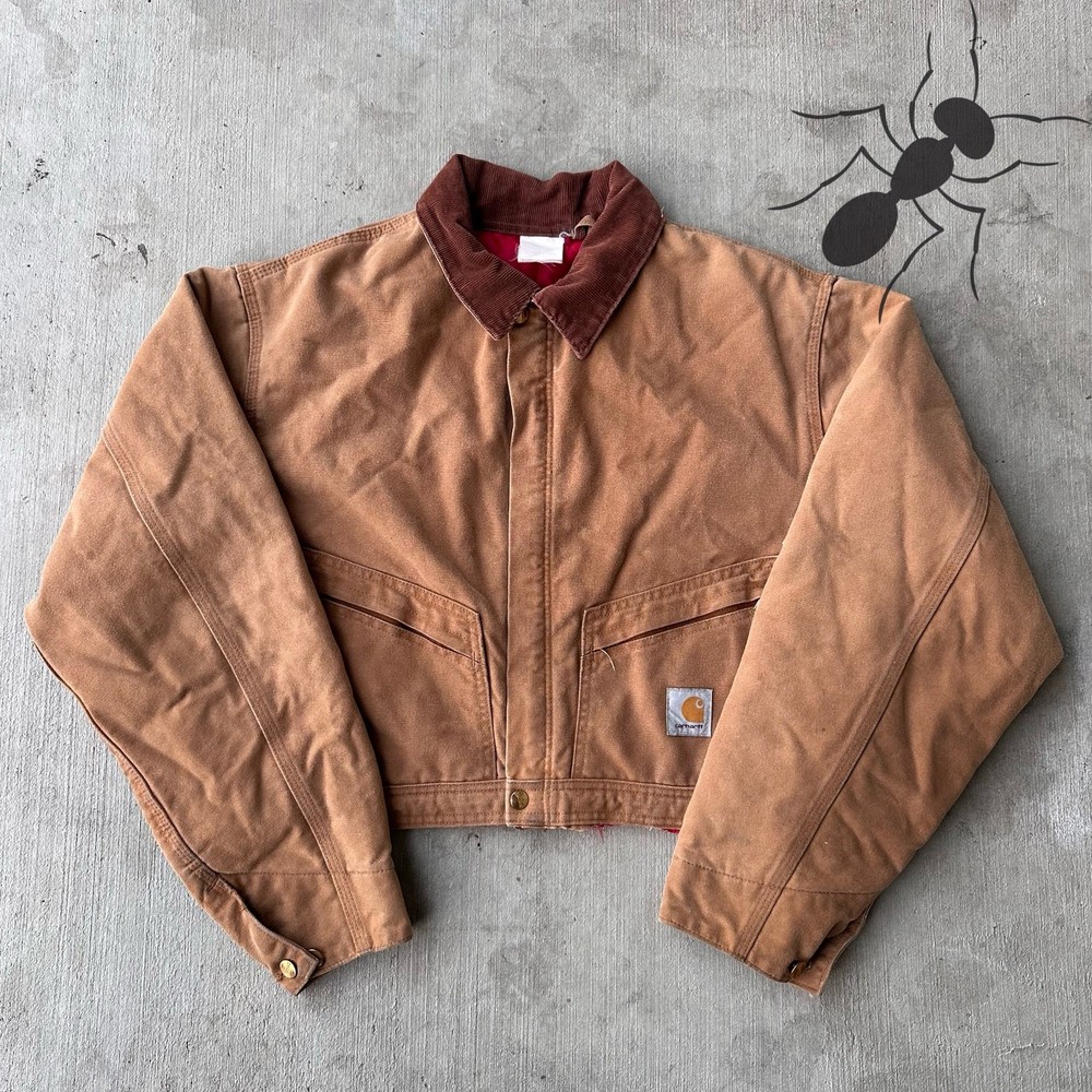 Vintage Y2K Carhartt brown cropped Detroit style work wear jacket
