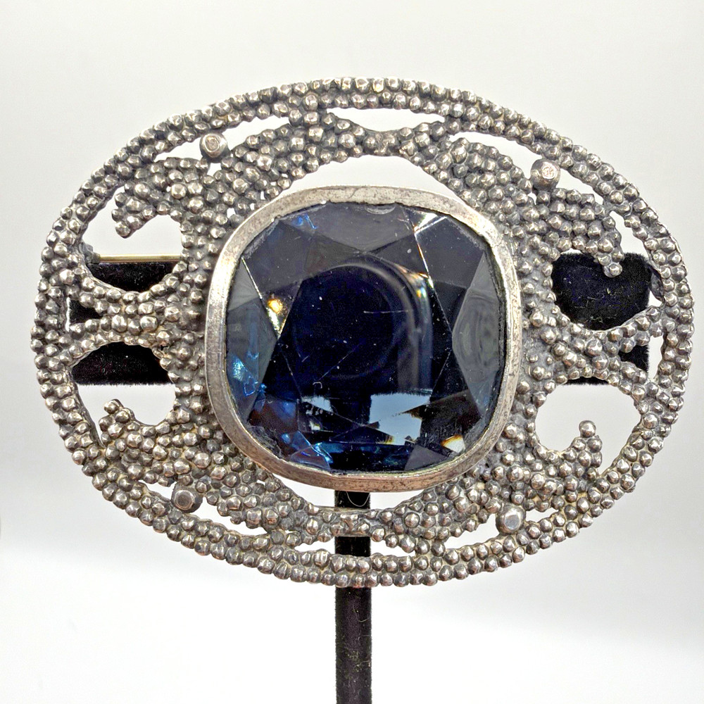 Vintage Accessocraft Rhinestone Brooch Silver Toned