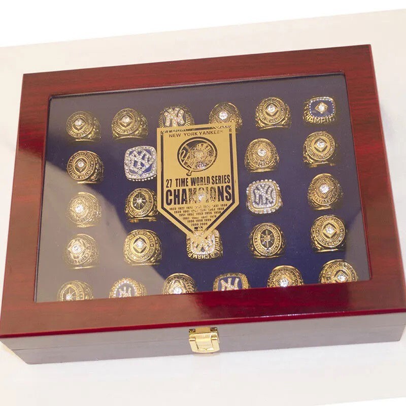 Set of 27 New York Y’ankees World’Series Replica Championship Rings with Display