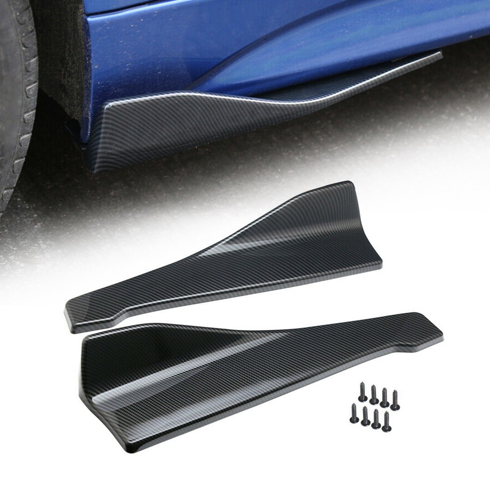 48cm Carbon Fiber Skirt Spoiler Rear Lip Side Extension Rocker Splitters Winglet Wings