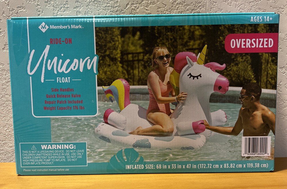 Oversized Members Mark Inflatable Unicorn Ride-On Pool and Lake Float-image